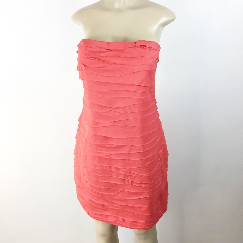 J Crew dress strapless ruffle dress coral‎ size 8